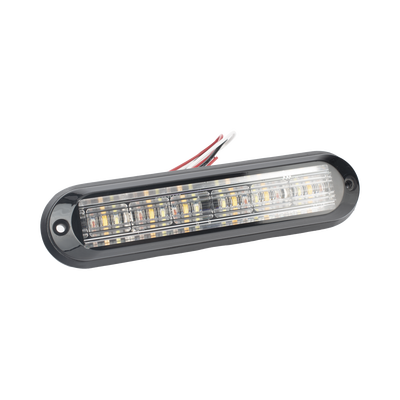 Luz Auxiliar  Ultra Brillante  IP67  18 LEDs  Tricolor  Color Rojo/Claro/Ambar  con mica transparente y bisel negro