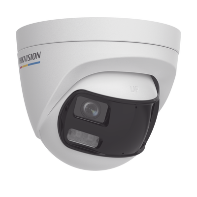 [ColorVu + Panoramica + Dual Light] Turret TURBOHD 3K (5 Megapixel) / Micrófono Integrado / Visión 180° / Imagen a Color 24/7 / 40 mts Luz Blanca + 40 mts IR / Exterior IP67 / WDR