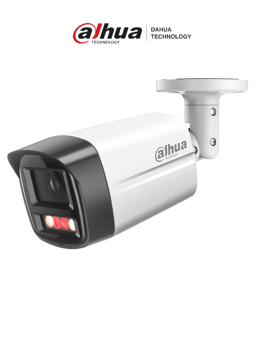 DAHUA IPC-HFW2549TL-S-PV - Cámara IP Bullet de 5 Megapixeles con Iluminador Dual y Disuasión Activa/ Sirena y Estrobo/ Lente de 2.8 mm/ 111 Grados de Apertura/ WizSense/ 30 Metros de IR y Luz Visible/ WDR Real/ PoE/ Audio Bidireccional/Ranura MicroS