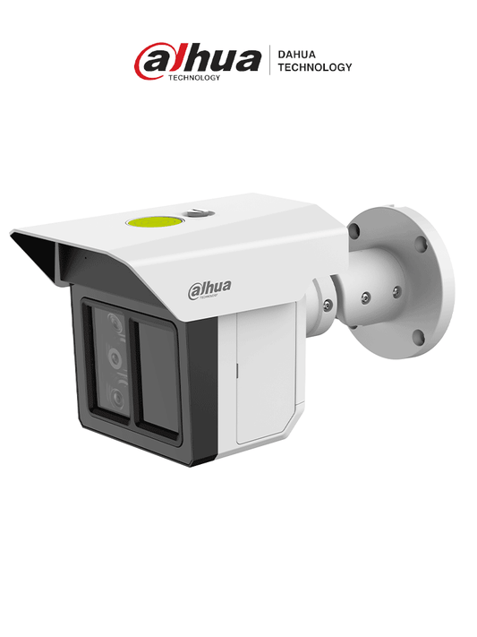 DAHUA DH-IPC-MFW5241T2-E3-ASE - Cámara de seguridad de triple lente de 2MP de resolución  ideal para protección perimetral de largo alcance. Ofrece detección de humanos y vehículos a 100m  visión IR de 100m  tecnología ePoE  y resistencia IP67/IK10.