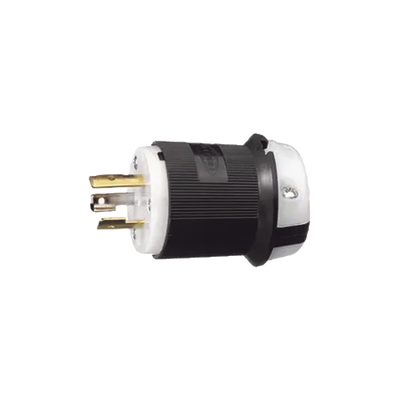 Clavija Industrial con Bloqueo de Media Vuelta / 20 A 125 V CA / 2 Polos 3 Hilos / Color Blanco y Negro / Nema L5-20P.