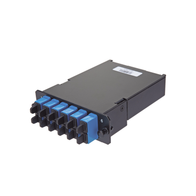 Placa Acopladora de Fibra Óptica FAP  Con 12 Pigtails y 6 Conectores LC Duplex (12 Fibras)  Para Fibra Monomodo OS1/OS2  Color Azul