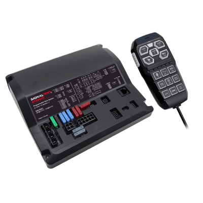 Sirena Vehicular de 200W de Potencia  Programable  Con Controlador Unimando de 15 Botones Para Control de Tonos  12 Salidas Auxiliares y Micrófono