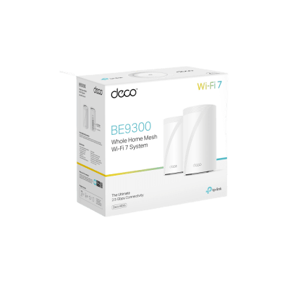 KIT 2 Routers Inalámbrico MESH Interior para Hogar / Triple Banda Wi-Fi 7 BE9300 Mbps / 2 Puerto 2.5 Gigabit WAN/LAN / 4 Antenas Internas / Operación Multi-Link MLO / Administración Mediante la App Deco (iOS  Android) / HomeShield