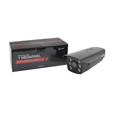 Bala TURBOHD 1 Megapixel (720p) / Identificación de PLACAS VEHICULARES / CLIMAS EXTREMOS / Lente Mot. 6 a 22 mm / Luz Blanca 40 mts / Exterior IP66