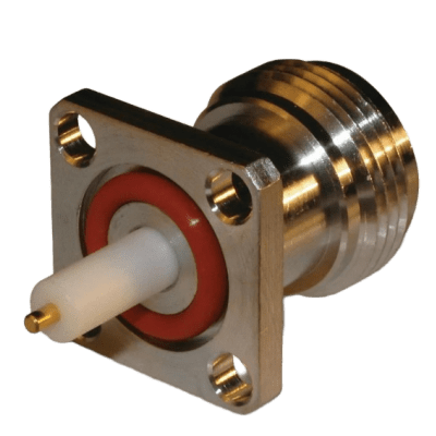 Conector N Hembra  montaje con 4 perforaciones a 18 mm