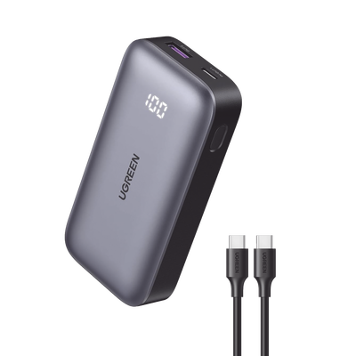 Mini Power Bank 30W  | 10 000 mAh |  2 Puertos PD3.0  USB C+A | Carga Rápida | Pantalla Digital | Compatible con iPhone 16 Pro Max/15/14  MacBook Air  iPad  Galaxy S24 Ultra  | Color Negro.