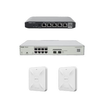 Solución Completa de Red para hasta 100 Clientes y hasta 2 servicios de Internet.  Ideal para Iniciar un Proyecto de Hotelería u Oficina