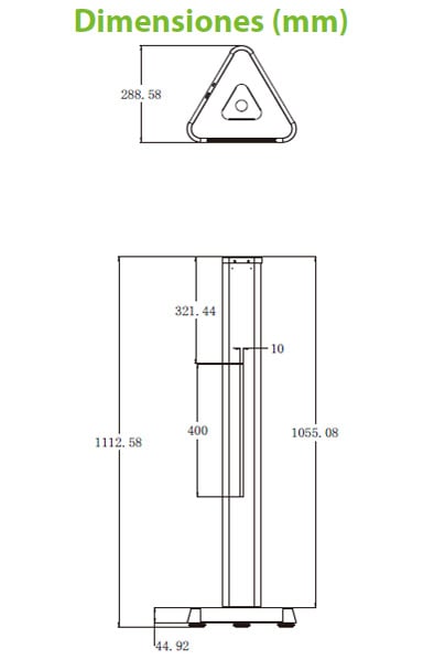 ZKTECO FMB04 - Soporte de Pedestal para Interior / Compatible con Equipos De Medición De Temperatura y Serie Visible Light ZKTeco / Dimensiones 321x288x1112 mm / Compatible con Terminales ProfaceX TI [CH]