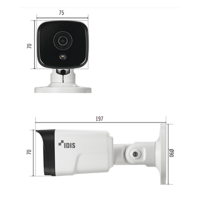 Bala IP 8MP (Intelligent Codec) | Lente Fijo 3.3 mm | microSD (256 GB) | IK10/ Exterior IP67 |  IR 30 m | Entrada/Salida de Alarma | POE | Audio de Dos Vias | ICR Dia/Noche | Videoanalitico Embebidos