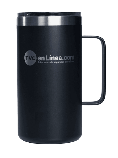 TVC MATPOP - Termo con asa de 14oz y tapa magslider color negro  con impresión de logo DAHUA Y TVC