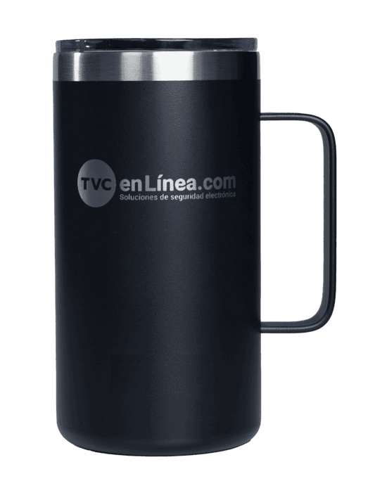 TVC MATPOP - Termo con asa de 14oz y tapa magslider color negro  con impresión de logo DAHUA Y TVC