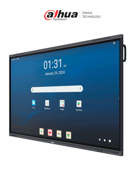 DAHUA DHI-LPH75-MC480-U-S - Pantalla Interactiva de 75” 4K UHD  con Android  cámara de 48MP  micrófono y altavoces integrados. Ideal para educación y oficinas  compatible con apps de google meet (Teams  Gmail  Youtube  Play store)  Teams  Zoom.