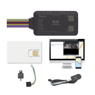 KIT Dispositivo de Rastreo Vehicular / Conectividad LTE Cat1 y LTE-M / BLE 5.0 / GNSS U-blox / Carcasa IP54 / Batería Interna de Respaldo / Detecta Interferencias / Incluye SIM500MB2Y  EPCOMGPSCODE  Relay y boton SOS