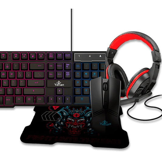 Kit Gamer Teclado  Mouse  Headseat y Mousepad Yeyian YKH-20707