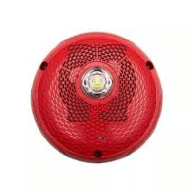 Bocina con Lámpara Estroboscópica  Montaje en Pared  Color Rojo  Nuevo Diseño Moderno y Elegante y Menor Consumo de Corriente