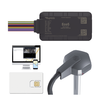 KIT Dispositivo de Rastreo Vehicular/ Sensor nivel de combustible cableado / Conectividad LTE Cat1 y LTE-M / BLE 5.0 / GNSS U-blox / Carcasa IP54 / Batería Interna de Respaldo / Detecta Interferencias / Incluye: EPCOMGPSCODE  TD6001000 y SIM500MB2Y