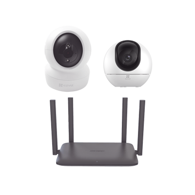 Kit de Camaras Wi-Fi Para Interior  Incluye 1 pieza CS-H6 / 1 Pieza C6N / 1 Pieza de Router DS-3WR15X / Seguimiento Inteligente / Ranura para Memoria / Audio de Dos Vías / Wifi 6 / 4 Puertos 1000 Mbps