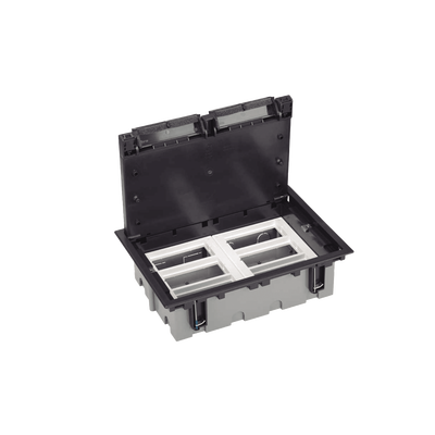 Caja Para Instalación en Piso Falso para Voz  Datos o Contactos Eléctricos / Capacidad para 6 Módulos / Espacio Embellecedor en la Tapa / Profundidad Ajustable de 90 a 120 mm / Los Módulos se Adquieren Aparte / (SF610/14CY)