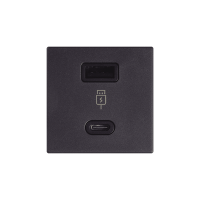 (K126F/14) 2x USB TIPO A+C 5VCD 4 2A Color Grafito