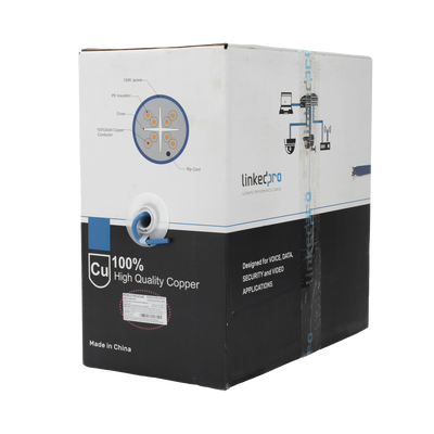 Bobina de cable U/UTP Cat6A de 305 mts  Color Azul  CMR  soporta 10G-BaseT para transmisión de frecuencias de hasta 500MHz  UL