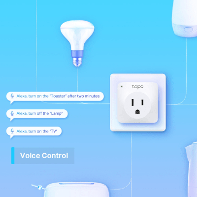 Mini tomacorriente inteligente Wi-Fi  100 - 120V~  50/60Hz  15.0A  compatible con Amazon Alexa y Google Assistant  color blanco.