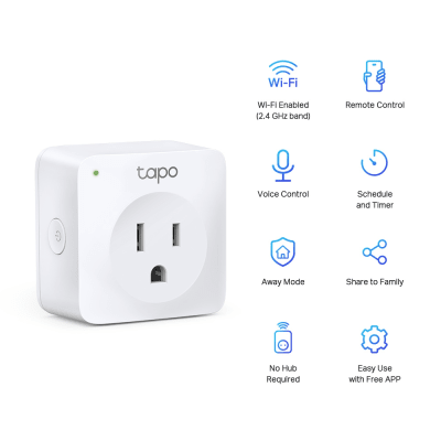 Mini tomacorriente inteligente Wi-Fi  100 - 120V~  50/60Hz  15.0A  compatible con Amazon Alexa y Google Assistant  color blanco.