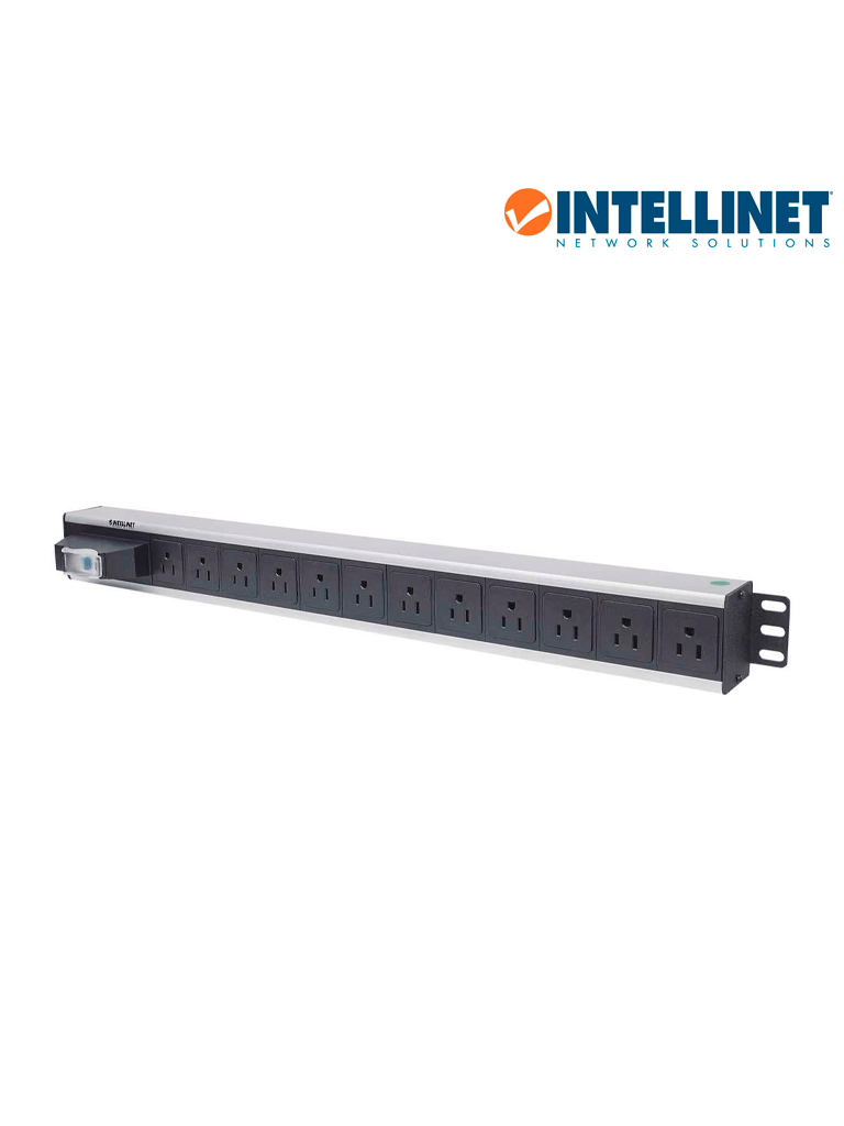 INTELLINET 713955- Barra PDU / 12 cont. / Gabinetes y Racks  / Vertical / Interruptor doble / Conta cortos circuitos