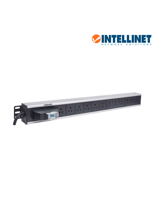INTELLINET 713955- Barra PDU / 12 cont. / Gabinetes y Racks  / Vertical / Interruptor doble / Conta cortos circuitos