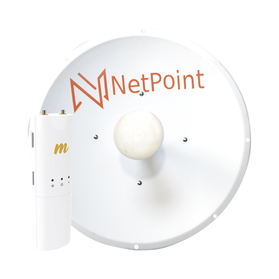 Kit de radio C5C con Antena NP2 de 34 dBi  Frecuencia (4.9-6.2 GHz)  ideal para distancia de hasta 50 km  jumpers  PoE y cable de alimentación Incluidos