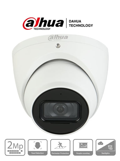 DAHUA IPC-HDW5241TMN-ASE-0280B - Cámara IP Domo Resolución de 2 MP/ Lente 2.8 mm/ ? 106°/ IR 50 mts/ IA WizMind/ Detección Facial/ Protección Perimetral/ Conteo de Personas/ Starlight/ PoE/ WDR/ H.265/ IP67/ Micrófono/