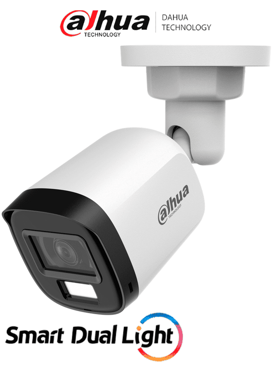 DAHUA DH-HAC-B2A21N-U-IL-A- Cámara Bullet de 2 MP Serie Cooper/ Lente de 2.8 mm Apertura de Hasta 100°/ Micrófono Integrado/ Iluminador Dual Inteligente de Hasta 30Mts de IR y 20Mts Luz Calida/ Para Exterior IP67/ Metálica/ #LoNuevo #OD #CD #COD