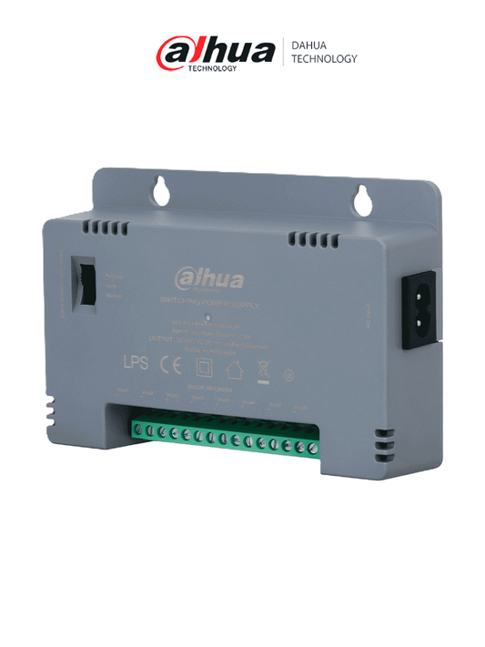 DAHUA DH-PFM344D-8CH-US - Fuente de Poder con Distribuidor para 8 Canales/12 vcd 4 Amperes/ Voltaje de Salida Ajustable de 12  13.5 y hasta 15 vdc/ Protección de Voltaje/ Protección contra fuego V-0/ Certificación FCC/ #LoNuevo