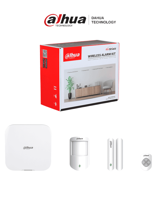 DAHUA ART-ARC3800H-03-W2 -Kit de Alarma Inalámbrico Hub2  WiFi y Ethernet  incluye panel de alarma Hub2  Soporta audio 2 vías  incluye sensor de movimiento  contacto magnético y control remoto  hasta 8 cámaras IP  audio 2 vías 64 PIR Cams#LoNuevo #A