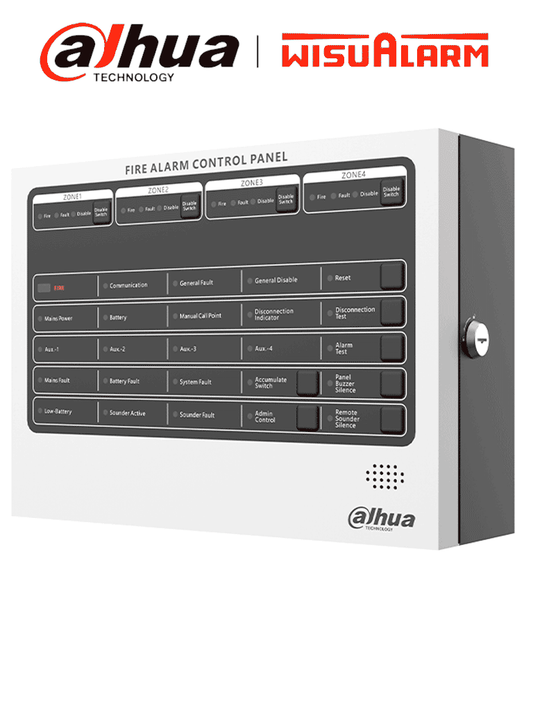 DAHUA WISUALARM HY-C102-4 -Panel de Alarma Contra Incendios/ Convencional de 4 Zonas/ Hasta 32 Detectores por Zona/ 4 Contactos Secos/ Interfaz RS-485/ Ethernet/ Cumple Norma EN54-2 EN54-4/ IP30/Alimentación 90 V CA a 270 V CA#LoNuevo #Wisualarm #W1