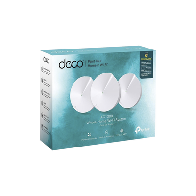 Kit 3 Routers Inalámbricos MESH Interior para Hogar / Doble Banda Wi-Fi 5 AC1300 Mbps / 2 Puerto Gigabit WAN/LAN / 4 Antenas Internas / Administración Mediante la App Deco (iOS  Android) / Protección HomeCare