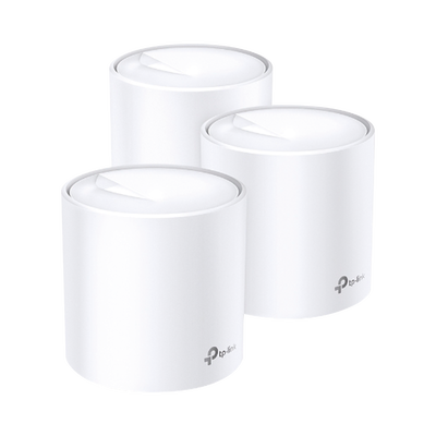 Kit 3 Routers Inalámbricos MESH Interior para Hogar / Doble Banda Wi-Fi 6 AX1800 Mbps / 2 Puerto Gigabit WAN/LAN / 2 Antenas Internas / Administración Mediante la App Deco (iOS  Android) / Protección HomeShield