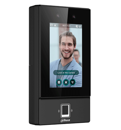 DAHUA ASI6214S-D - Control de acceso con reconocimiento facial/ Pantalla de 4.3 Pulgadas/ Cámara 2 MP/ 6.000 usuarios/ 6.000 rostros/ 6.000 contraseñas/ 6.000 huellas dactilares/ FACT