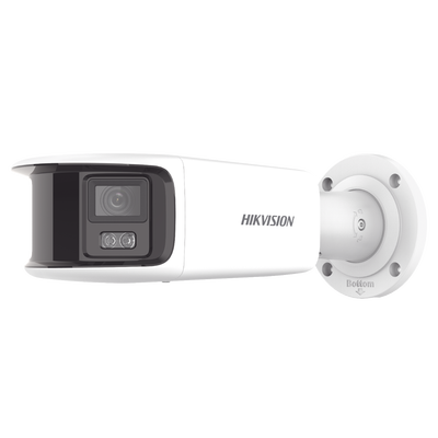 [ PROTECCIÓN ACTIVA ] Bala IP Panorámica 8 Megapixel / 180° / Lente 4 mm / Imagen a Color 24/7 / PoE / WDR 130° / IP67 / ACUSENSE / Protección Activa (Luz Estroboscópica y Alarma Audible) / 40 mts Luz Blanca / MicroSD