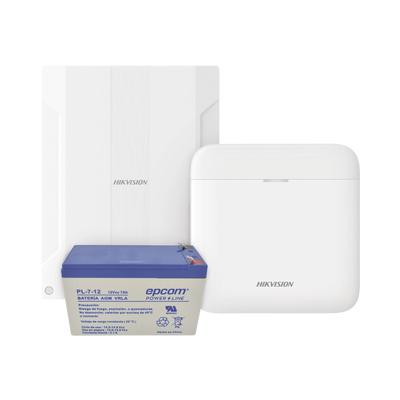 (AXPRO) KIT  de alarma AX PRO conversión de zonas cableadas a inalámbricas / Incluye: 1 Hub IP  Wifi y 3G/4G con Batería de respaldo/ 1 Expansor de 16 zonas cableadas / 1 Batería de respaldo 12Vcc a 7 Amp/ Compatible con Hik-Co