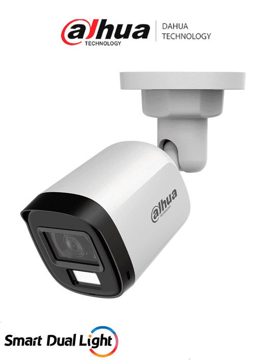 DAHUA DH-HAC-B1A51N-U-IL-A -Cámara Bullet de 5 MP Serie Cooper/ Lente 2.8 mm Apertura Hasta 106°/ Iluminación Dual Inteligente/ Iluminación Hasta 30Mts con IR +20Mts Luz Calida/ Micrófono Incorporado/ Plástico/ Para ExteriorIP67#LoNuevo #OD #CD