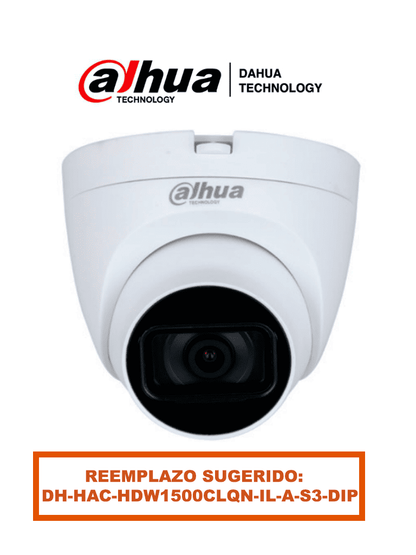 DAHUA HAC-HDW1500TLQN-A - Cámara Domo de 5 MP con micrófono integrado y lente de 2.8 mm. Ofrece iluminación IR hasta 30 metros  tecnología Starlight y es resistente al agua con clasificación IP67. Compatible con CVI  CVBS  AHD y TVI
