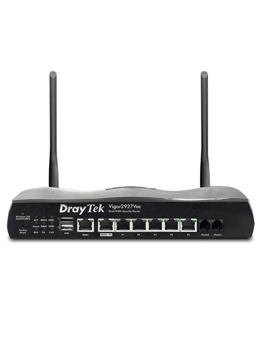 Ruteador Inalambrico Multi WAN/ 1 Puertos WAN GE RJ45/ 1 Puerto intercambiable LAN & WAN/ 5 Puertos LAN GE/ VoIP/ Hasta 12 Registros SIP/ 50 VPN/ 2 Puertos USB/ WiFi AC Hasta 1733 Mbps