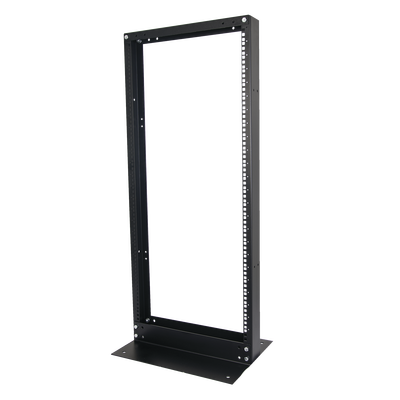 Rack de 2 Postes  Estándar 19"  24 Unidades  Fabricado en Acero  Base "L" para Anclar a Piso.