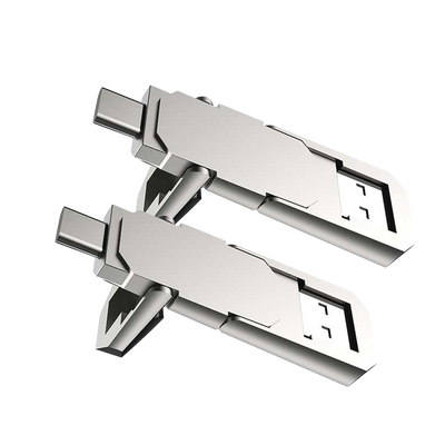 Kit de 2 Memorias USB Dual de 128GB / USB-C y USB-A / Transferencia de Alta Velocidad / Metálica / Compatible con Dispositivos Móviles  Windows  Mac y Linux