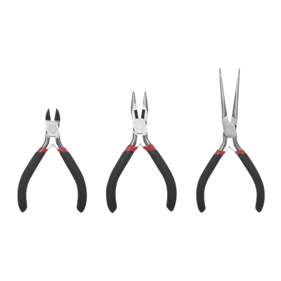 Juego de 3 Mini Pinzas de Corte de 5". Incluye: Pinza de Punta Redonda  Diagonal y Punta de Aguja.