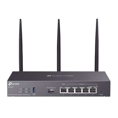 Router Omada VPN / SDN Multi-WAN Gigabit / 1 Puerto WAN SFP Gigabit / 1 Puerto WAN RJ45 Gigabit / 2 Puertos LAN RJ45 Gigabit / 2 Puertos Configurables LAN/WAN / 150 000 Sesiones Concurrentes / Administración Centralizada Omada o Stand-Alone