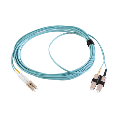 Jumper de Fibra Óptica Multimodo 50/125 XGLO OM3  LC-SC Duplex  OFNR  Color Aqua  1 Metro