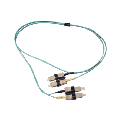 Jumper de Fibra Óptica Multimodo 50/125 OM3 XGLO  SC-SC Duplex  OFNR  Color Aqua  1 Metro