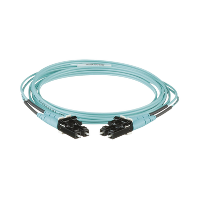 Jumper de Fibra Optica Multimodo 50/125 OM3  LC-LC Duplex  OFNR (Riser)  Color Aqua  2 Metros
